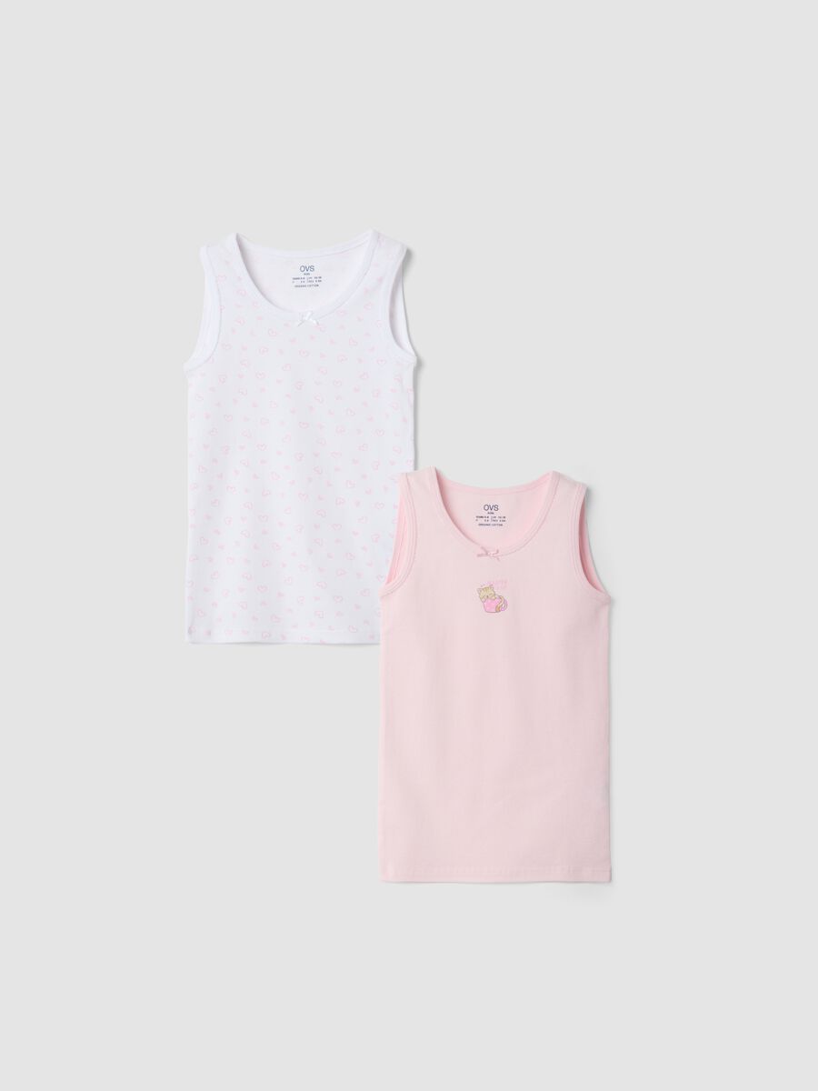 2-pack girls&rsquo; pink and white organic cotton vests_0