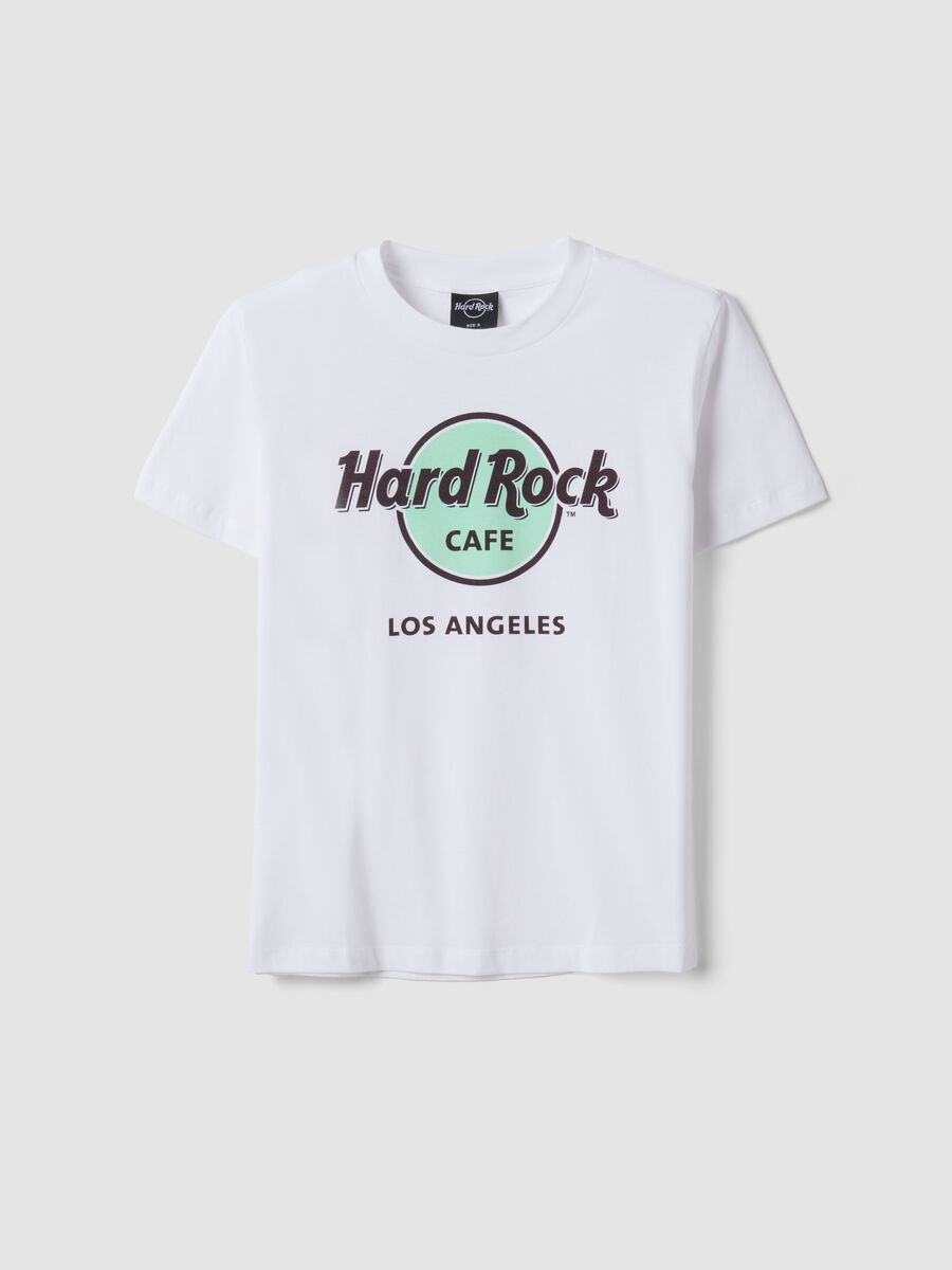 White 100% cotton T-shirt with Hard Rock Cafe logo, regular fit_0