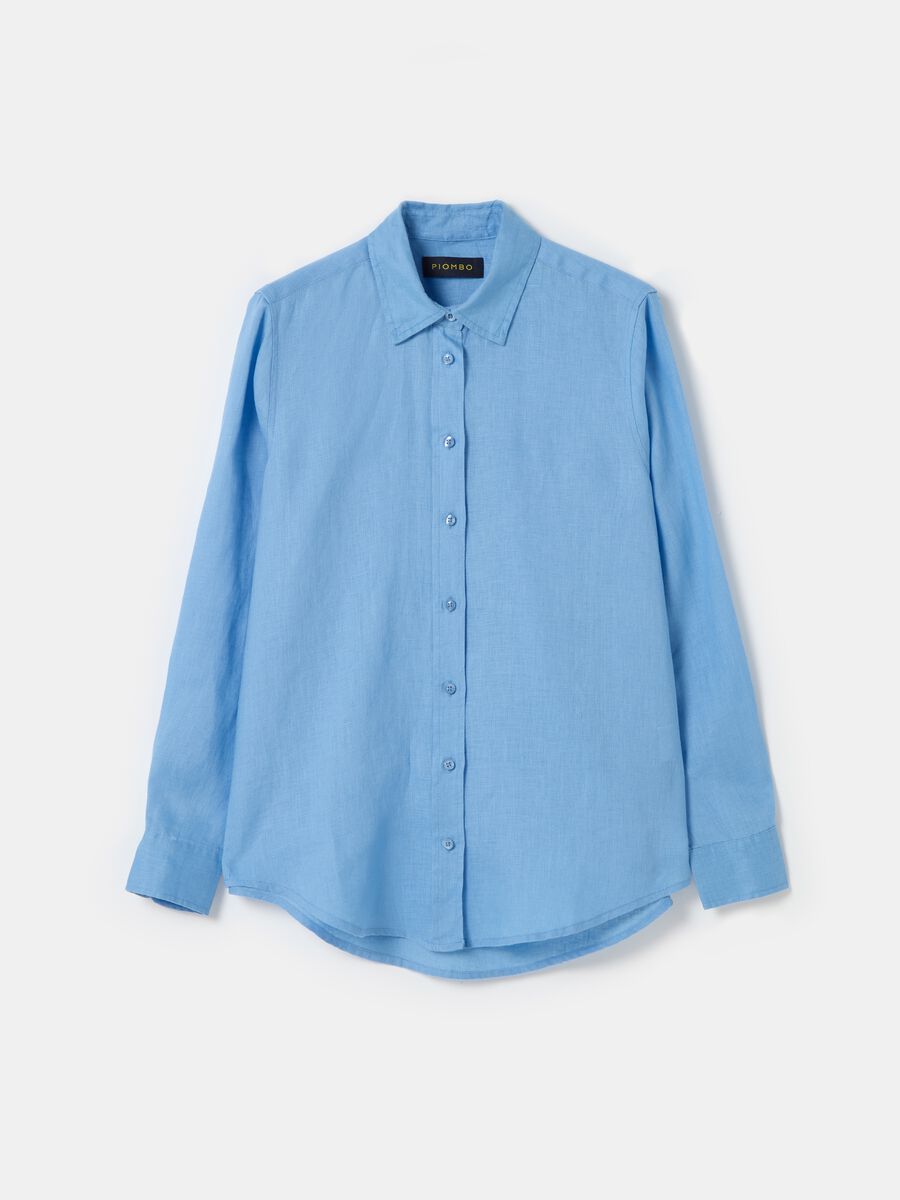 Relaxed-fit shirt in solid colour linen_3