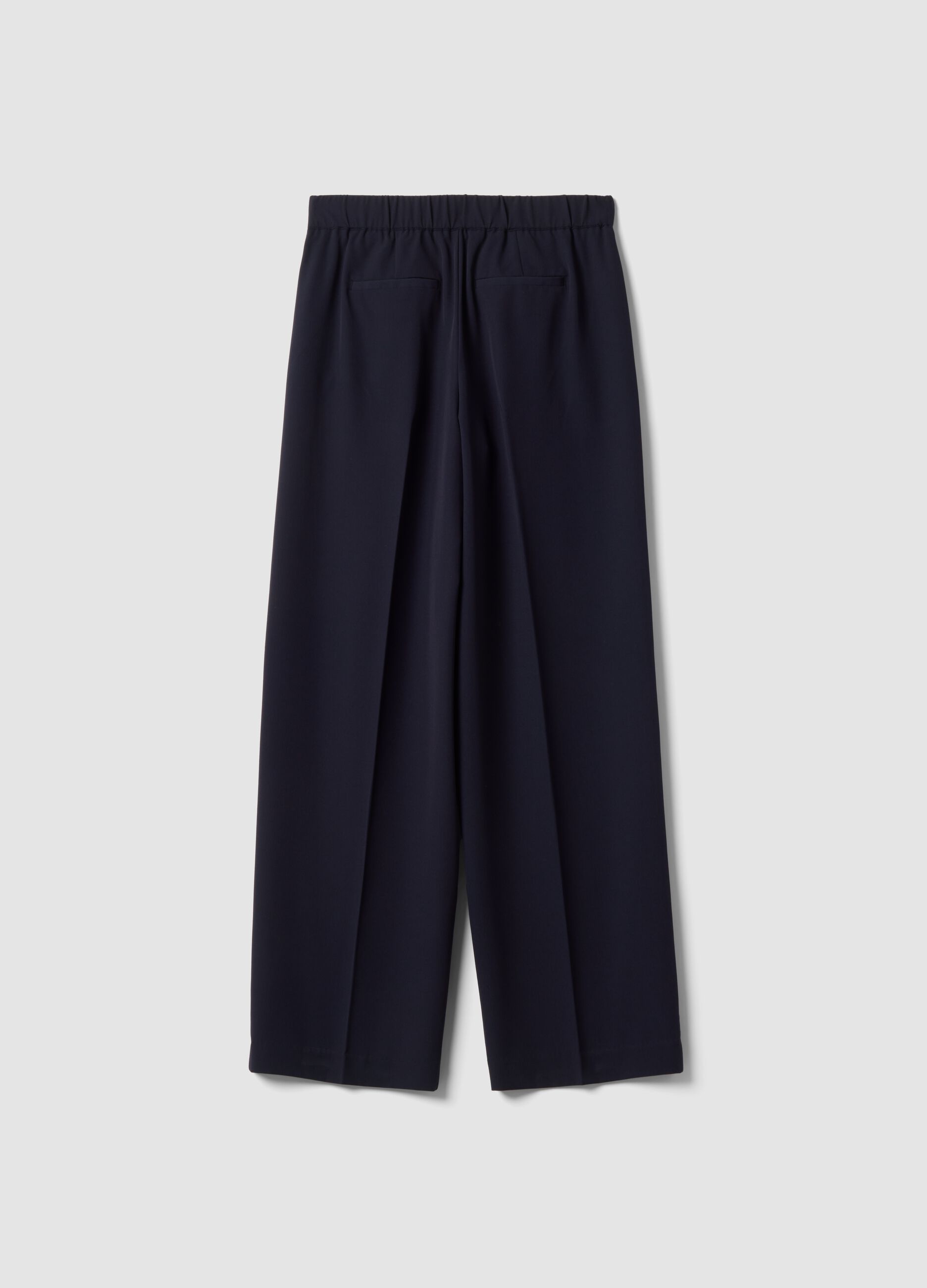 Navy stretch viscose formal trousers, regular fit
