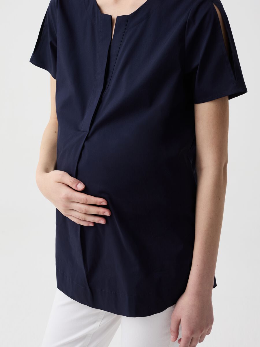 Maternity blouse in stretch poplin_3