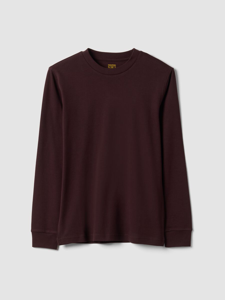 T-shirt marrone in puro cotone girocollo regular fit_0