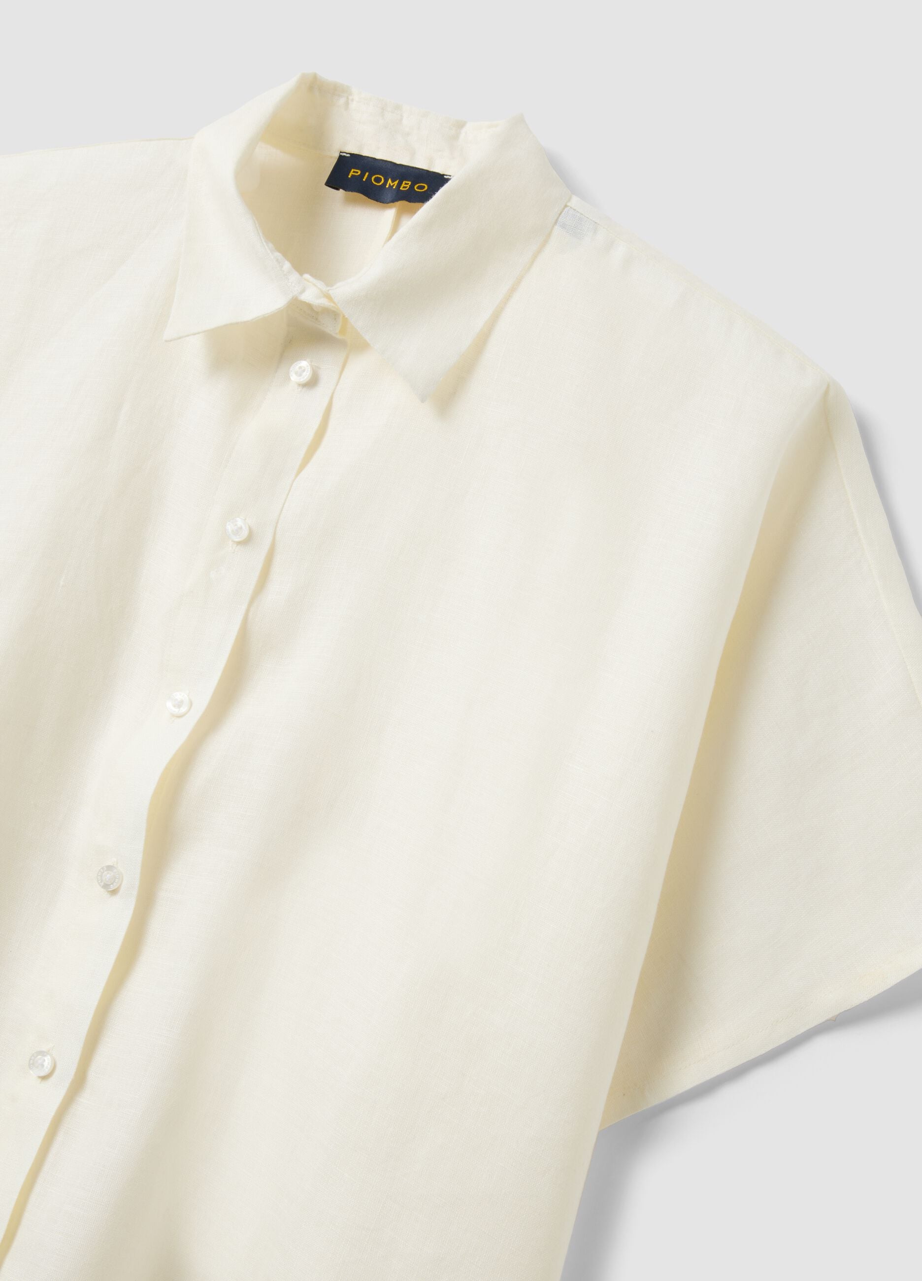 Camisa blanca de lino puro de corte regular