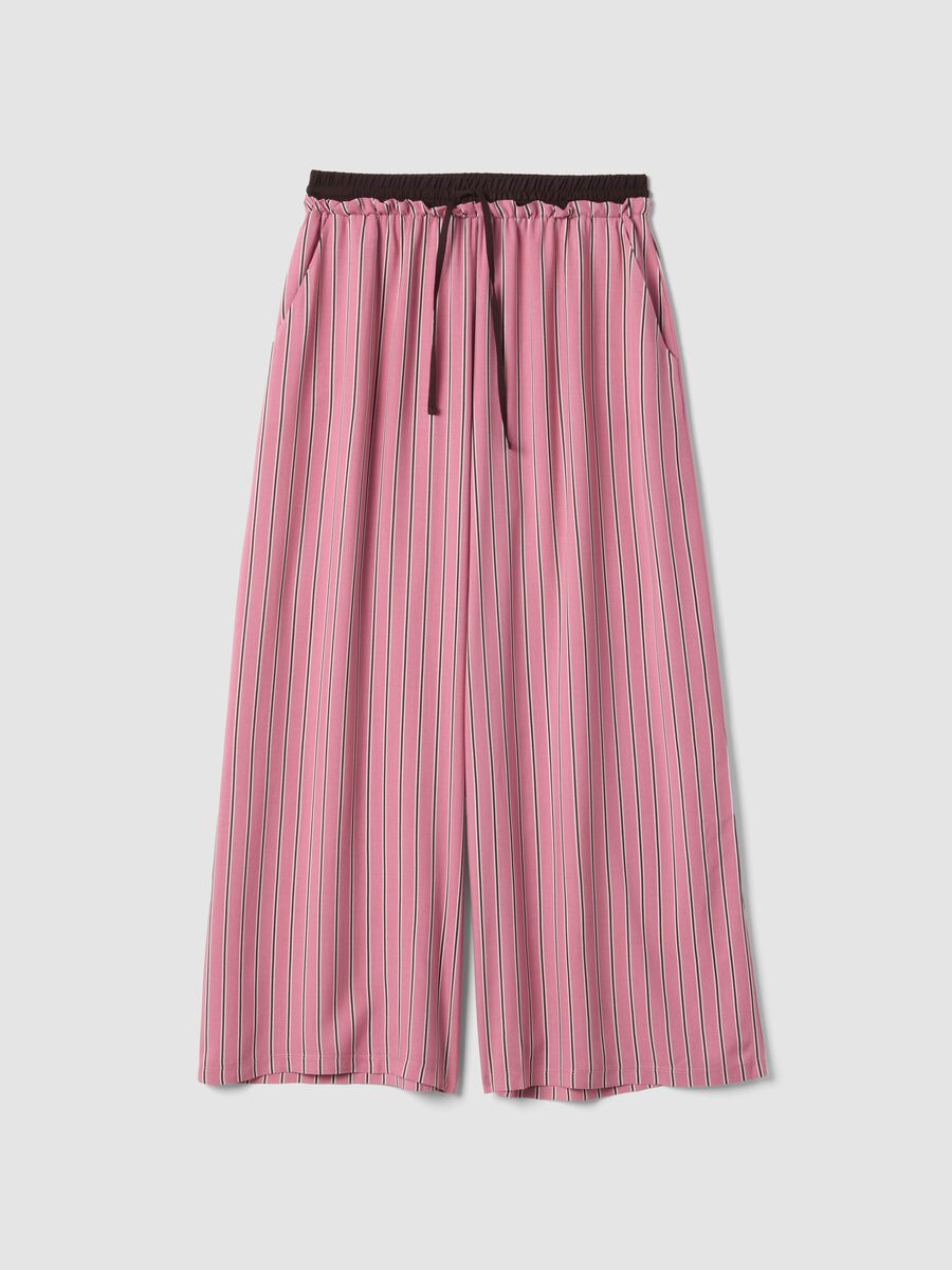 Pink pure viscose striped pyjama trousers_0