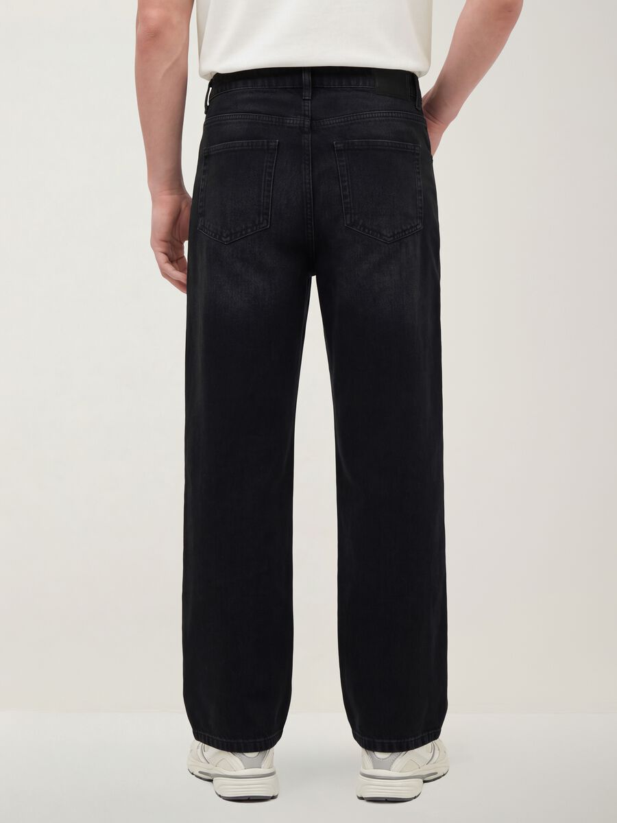 Black cotton denim wide-leg jeans_2