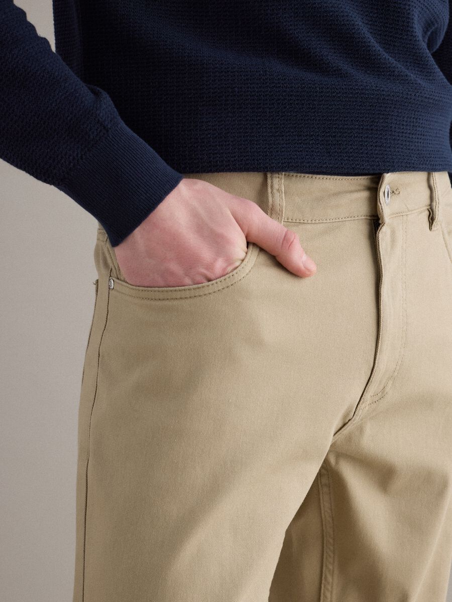 Black Regular Fit Stretch Twill Trousers_2