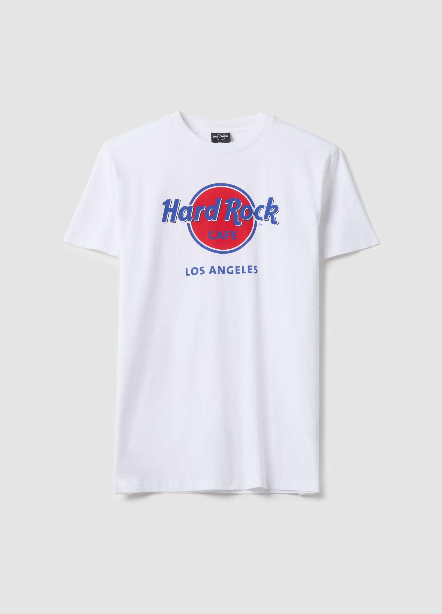 White pure cotton regular fit T-shirt with Hard Rock Cafe logo