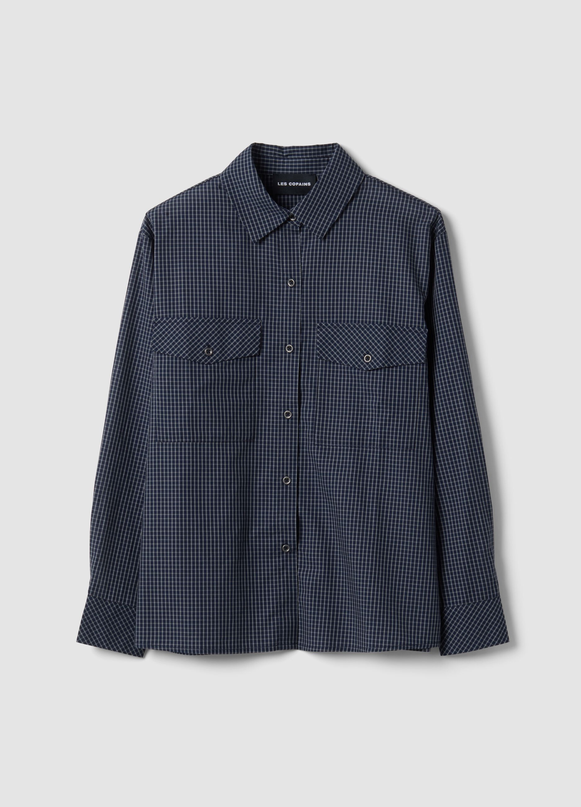 Blue checked regular-fit cotton and lyocell blend shirt