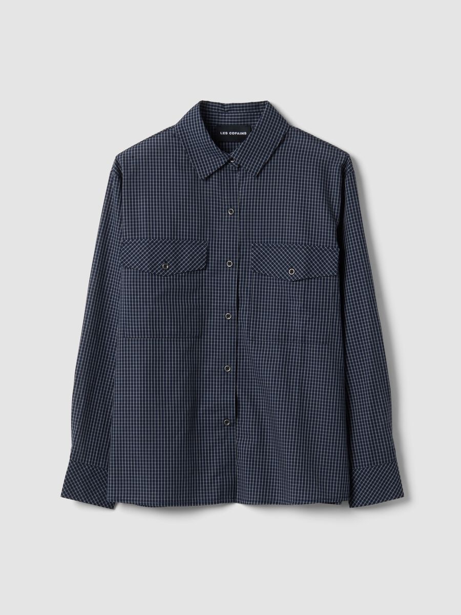 Blue checked regular-fit cotton and lyocell blend shirt_4