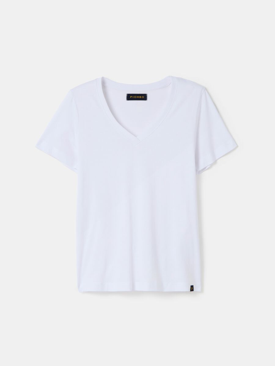 Camiseta de algodón con cuello de pico_3