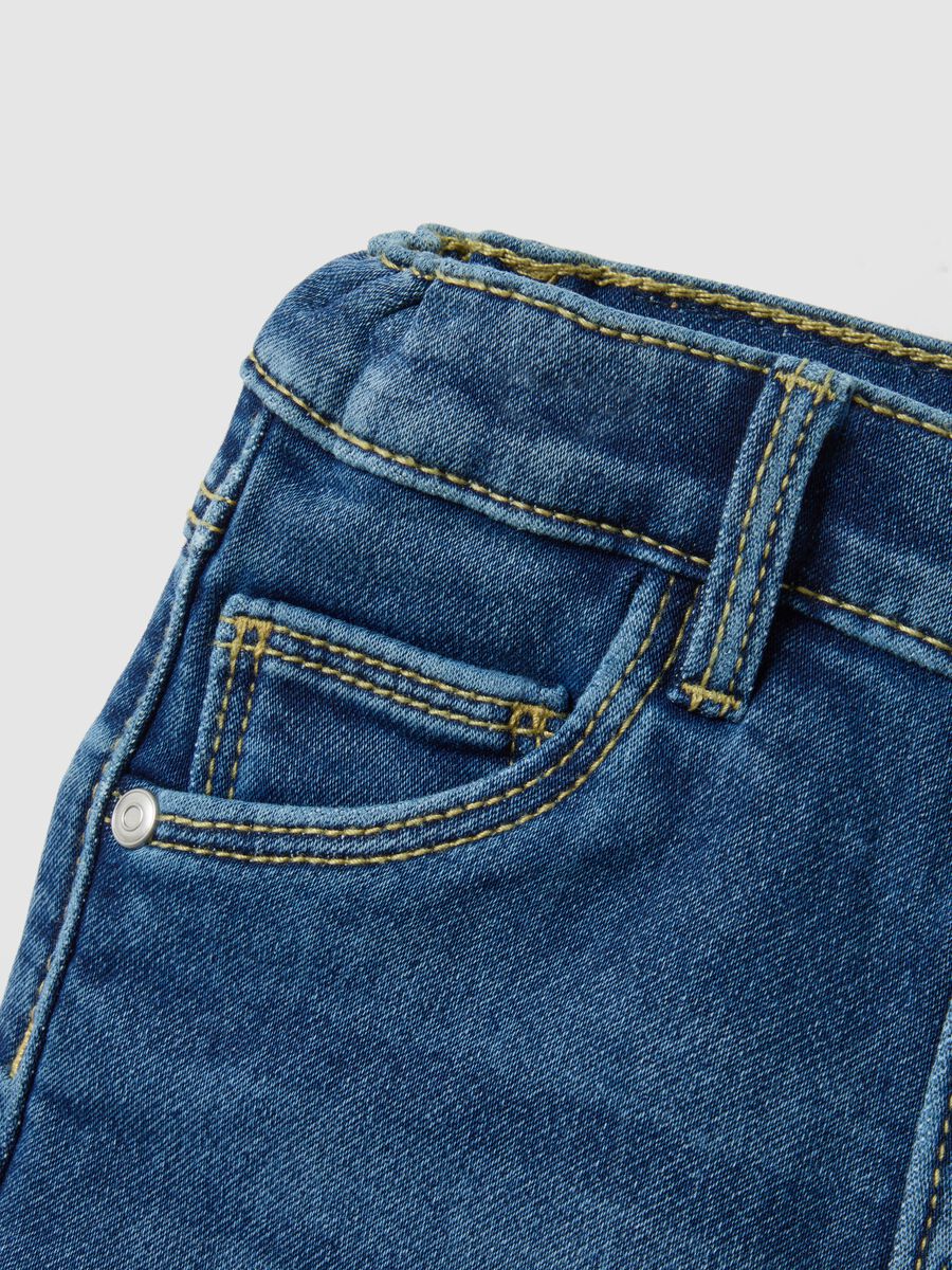 Blue stretch denim regular fit trousers for children_3