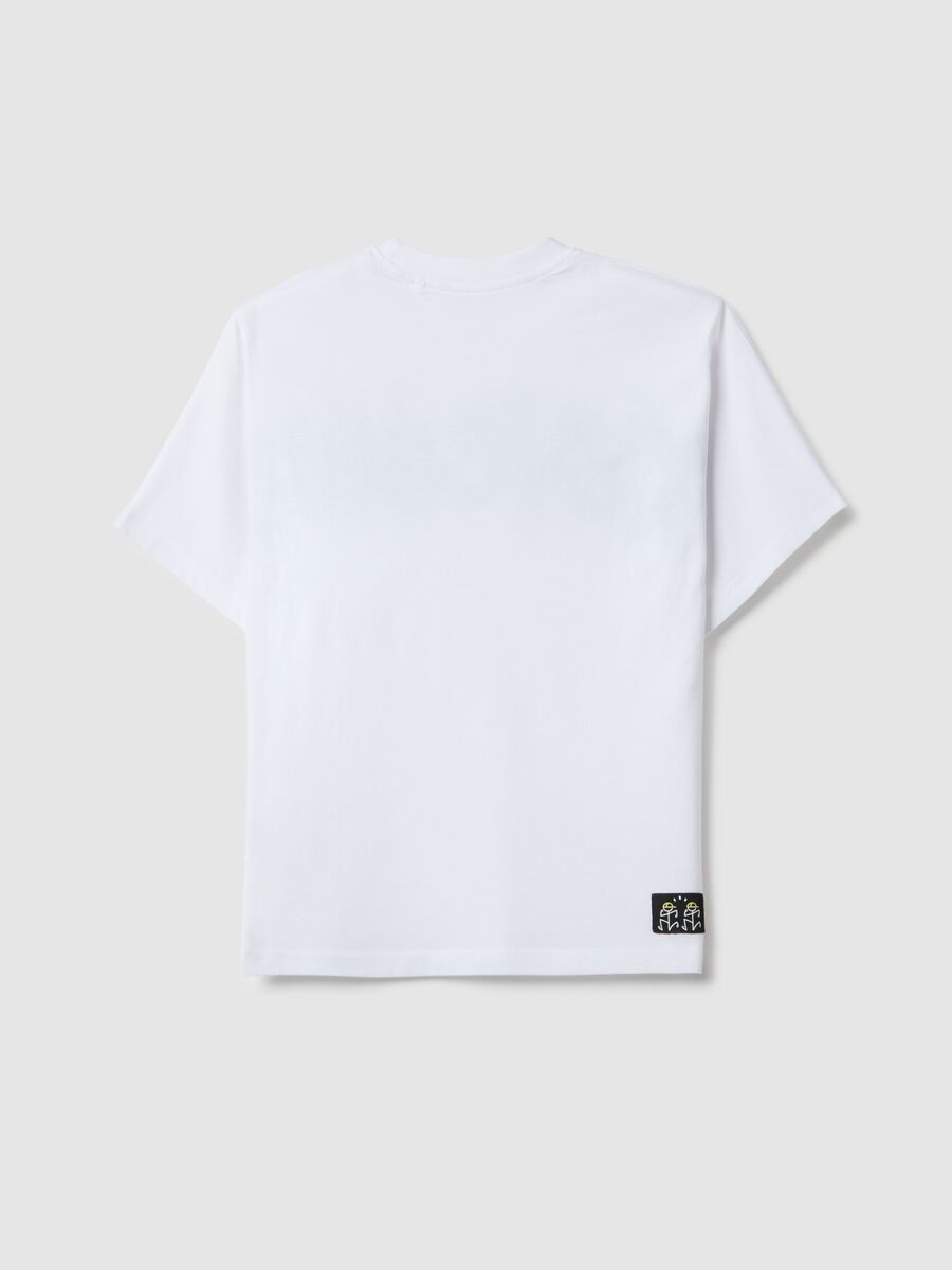 Boy's white pure cotton over fit T-shirt with print_4