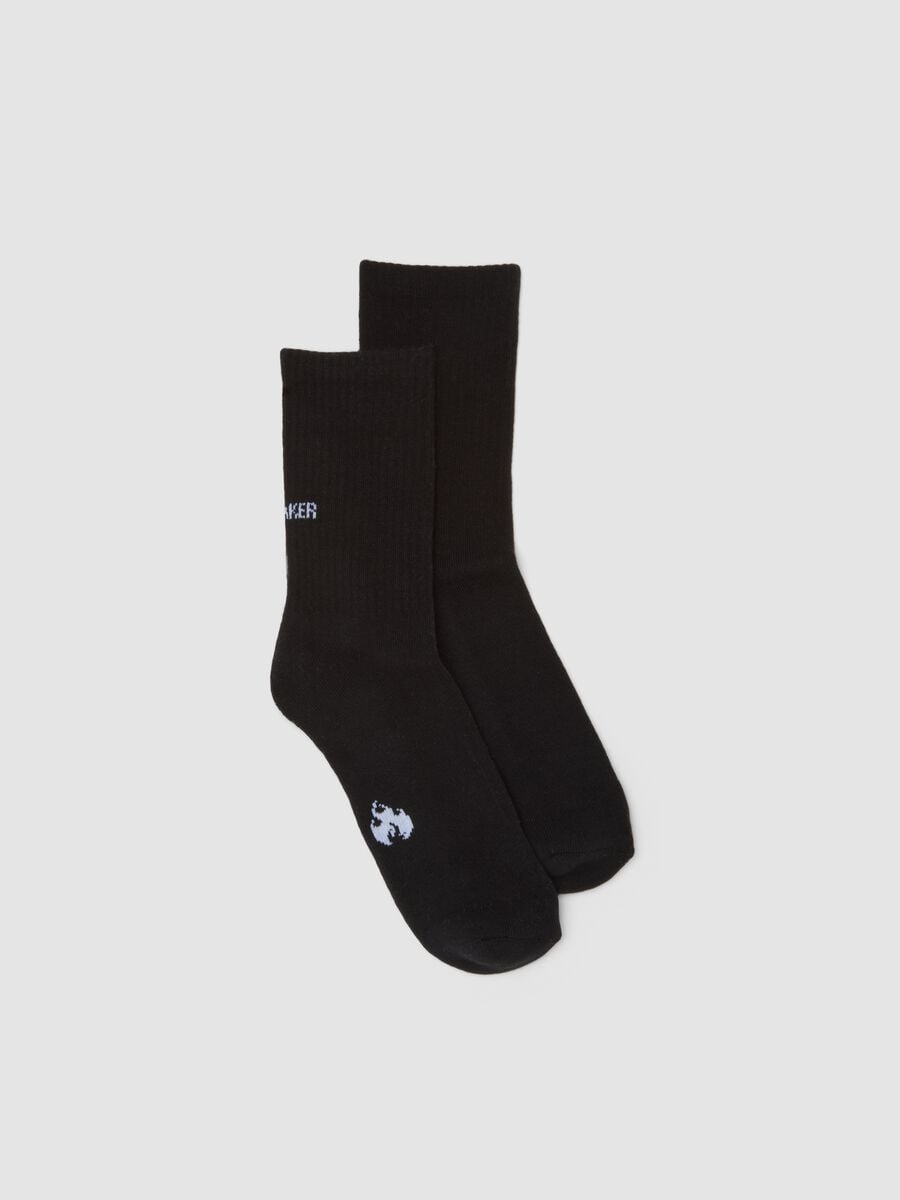 Chaussettes de sport noires en coton stretch_0