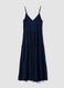 Long blue dress in pure viscose_0