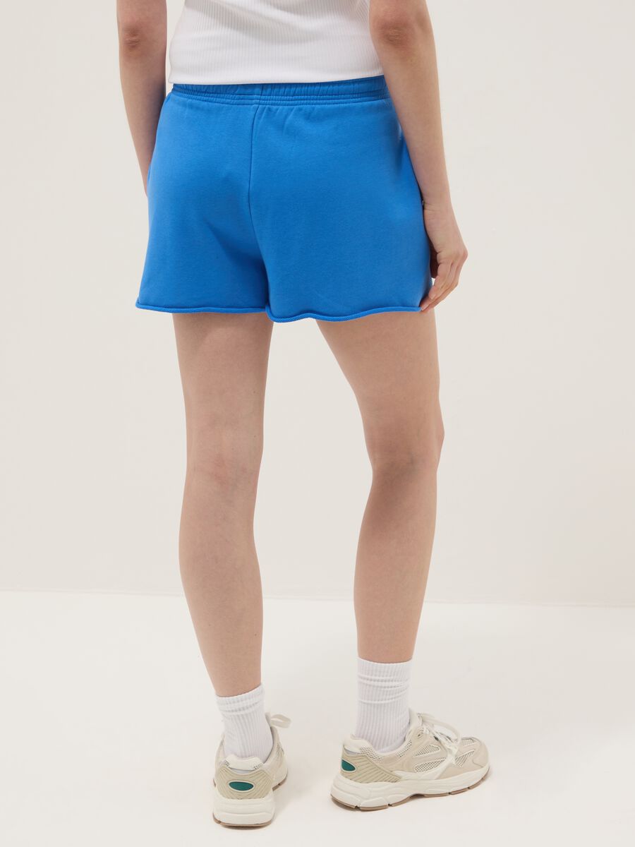 Blue cotton-blend shorts with elasticated waist_2