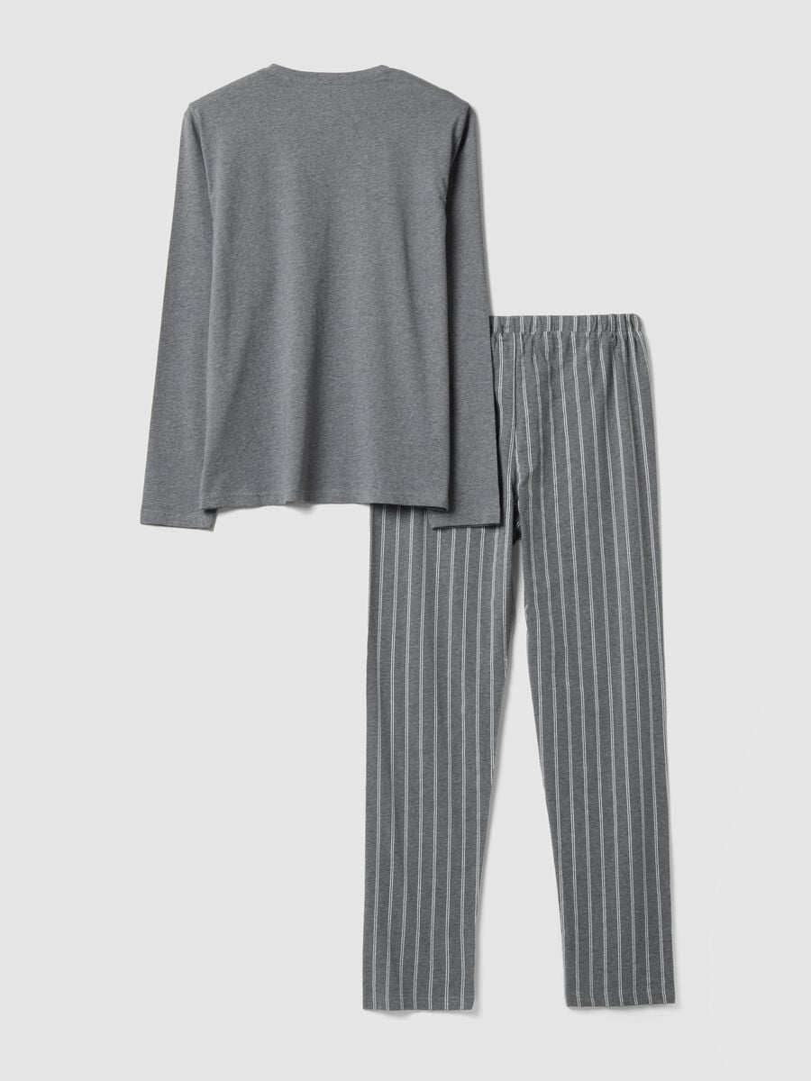 Grey pure organic cotton crew-neck pyjamas_2