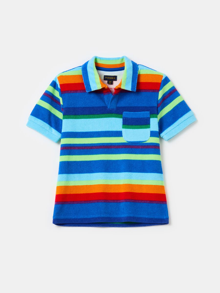 Striped polo shirt in cotton terry_0