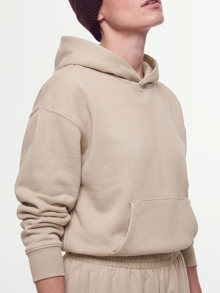 White cotton-blend hoodie sweatshirt, regular fit_4