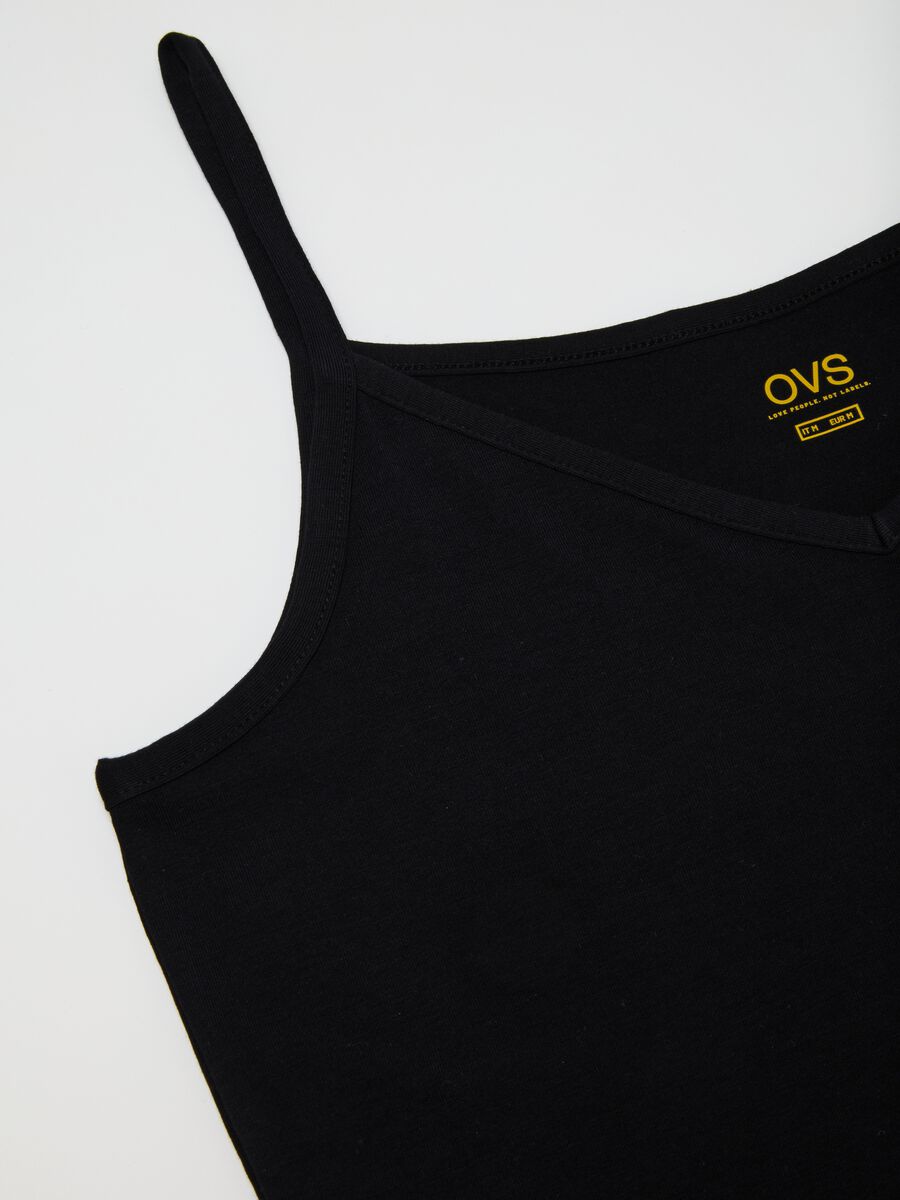 Black Stretch Cotton Regular Fit Women's Top_5