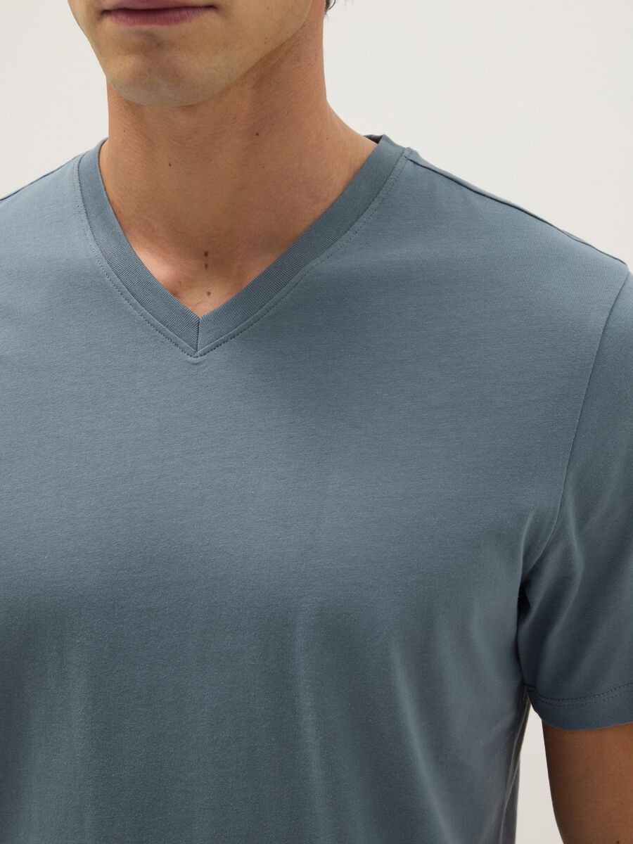 Grey pure cotton T-shirt with regular fit_3