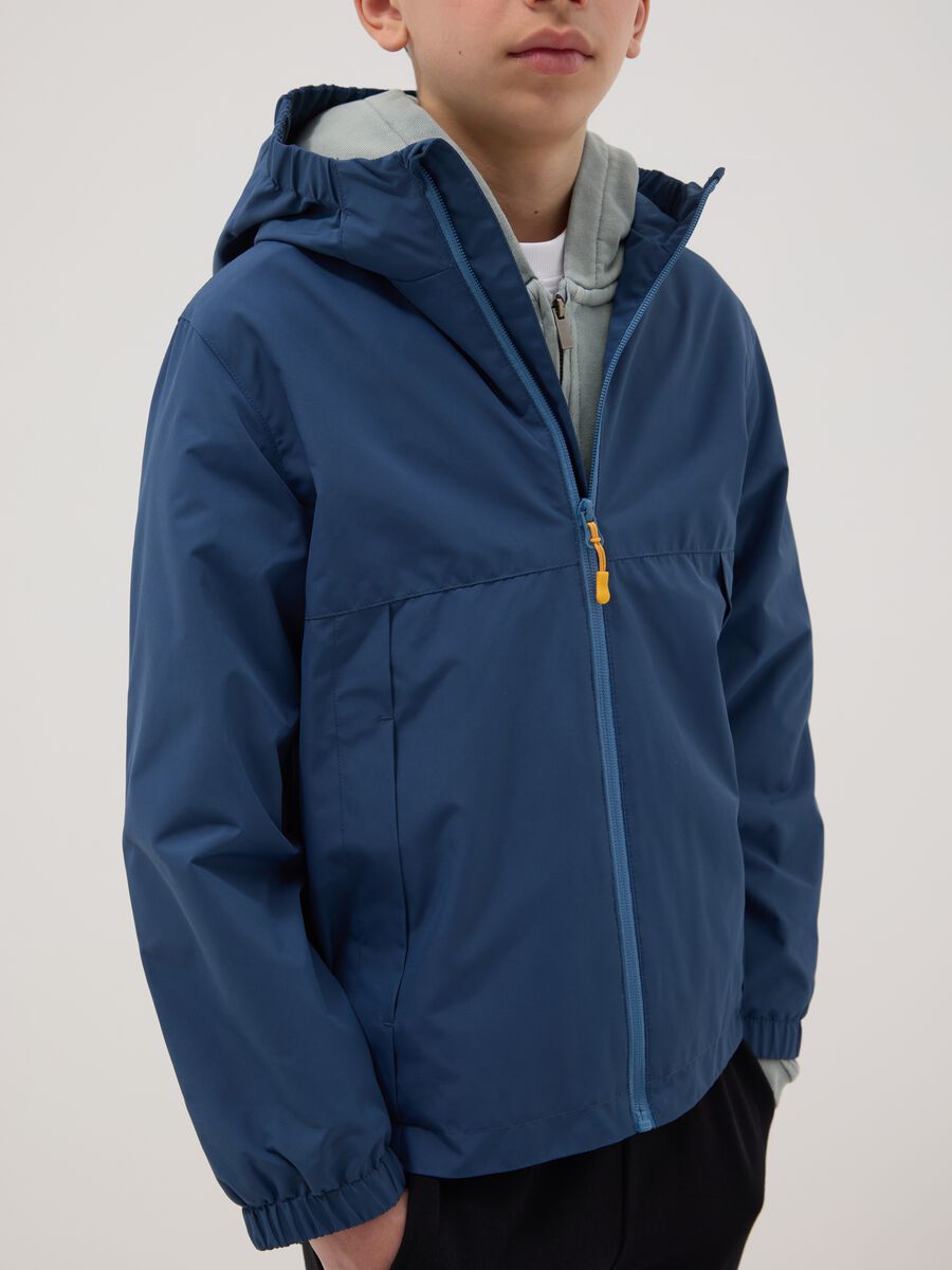 Boys' regular fit blue hooded jacket_1