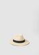Beige fedora hat in pure paper fabric, unlined_0