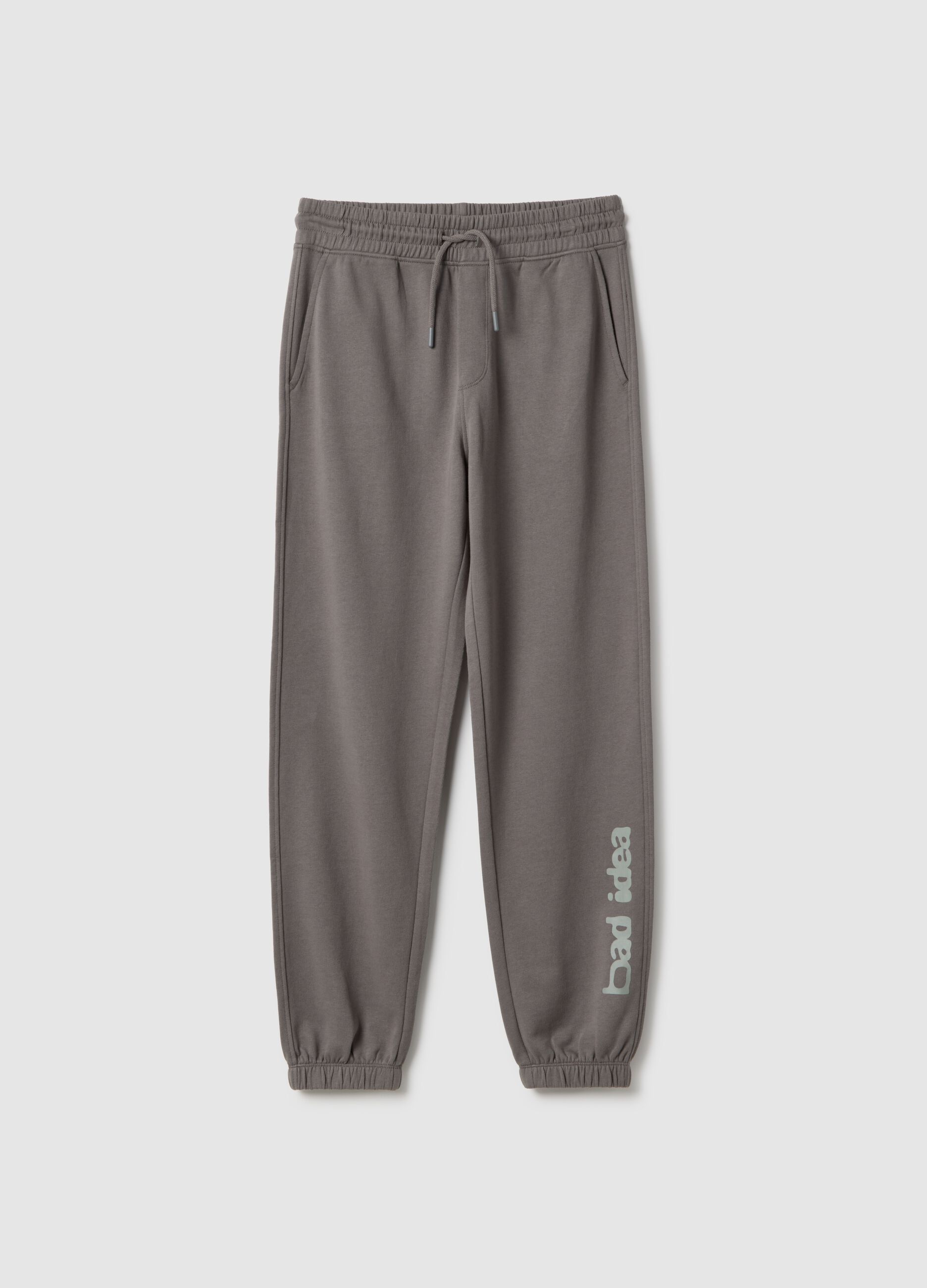 Cal&ccedil;as jogger cinza de algod&atilde;o puro para rapazes regular fit