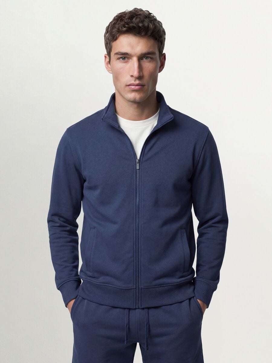 Graues Sweatshirt aus Baumwollmischung mit Rundhalsausschnitt und Rei&szlig;verschluss, Regular Fit_1