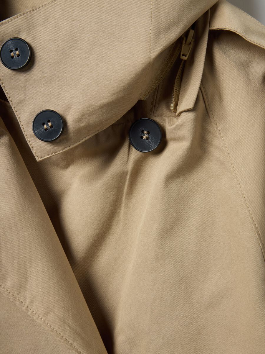 Beige Regular Fit Jacke aus Baumwollmischung mit Kapuze_5