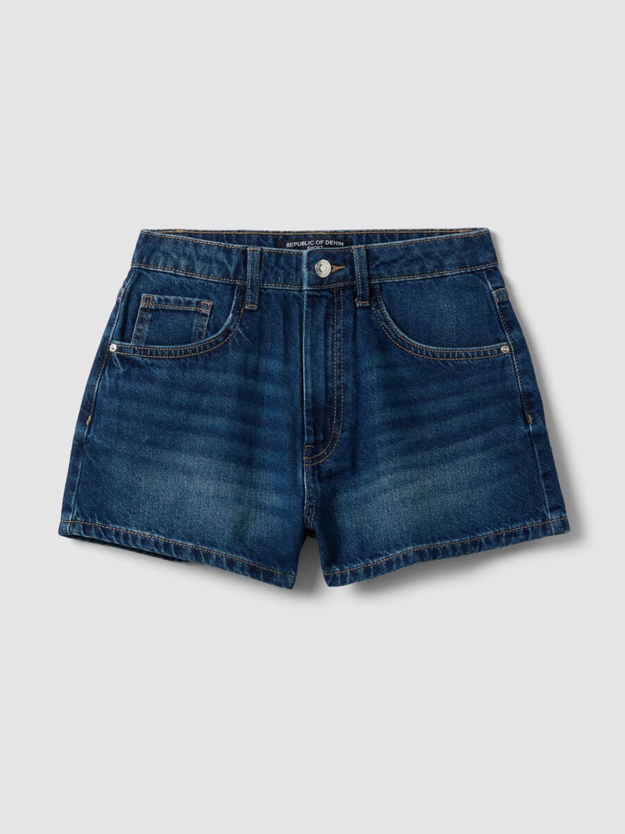 Blue shorts in pure cotton_0