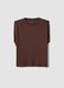 Brown short-sleeved cotton-blend T-shirt_4