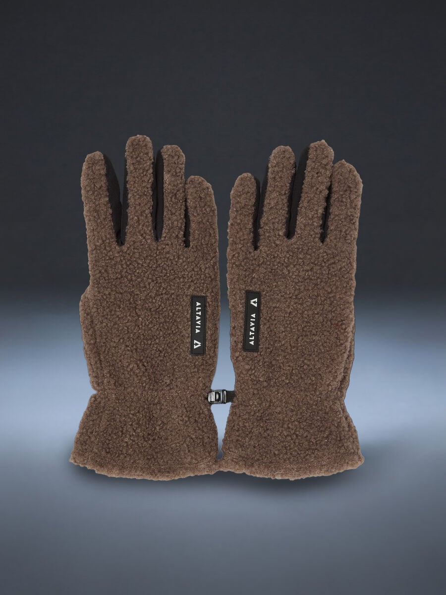 Brown stretch-fabric ski gloves with teddy-effect lining ALTAVIA WITH DEBORAH COMPAGNONI_0