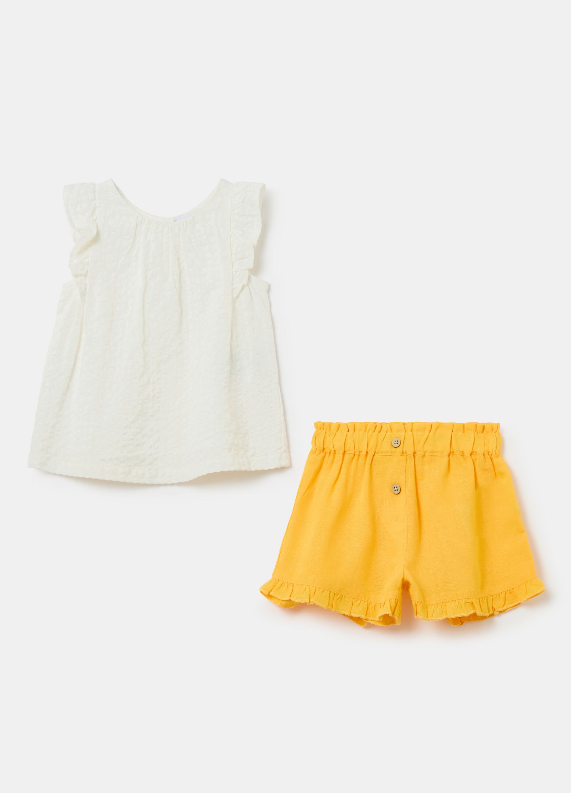 Tank top and shorts set with frills