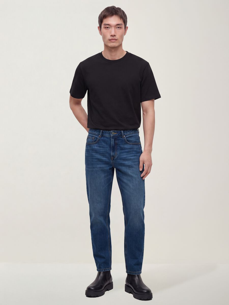 Pure cotton denim jeans, regular tapered fit_0