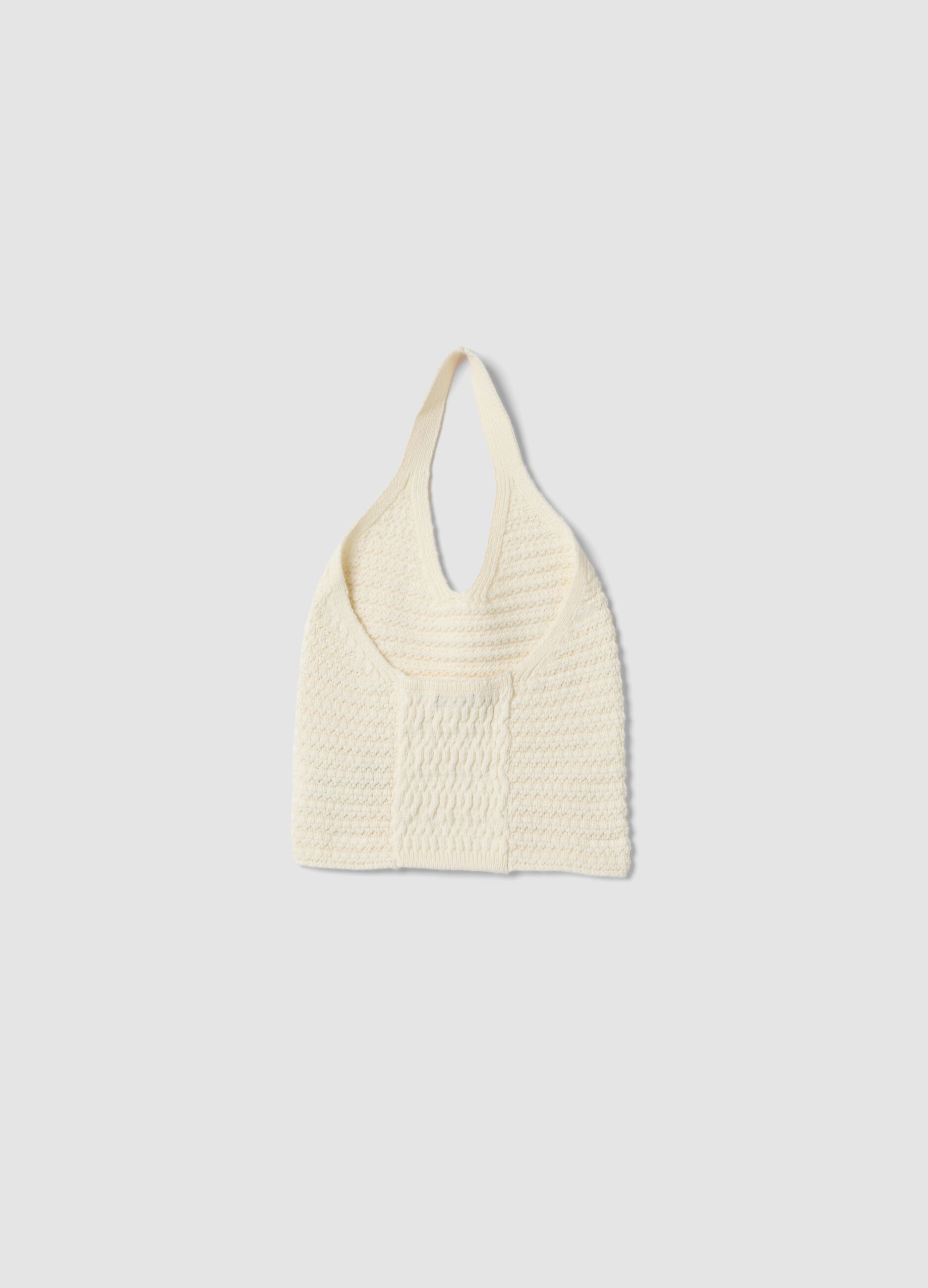 White cotton-blend knitted top