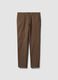 Pantaloni chino marrone in twill di cotone elasticizzato slim fit_0