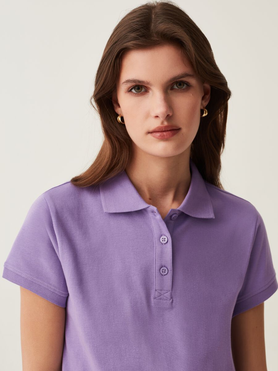 Solid colour cotton polo shirt_1