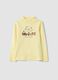 Yellow T-shirt in pure organic cotton with a high neck_0