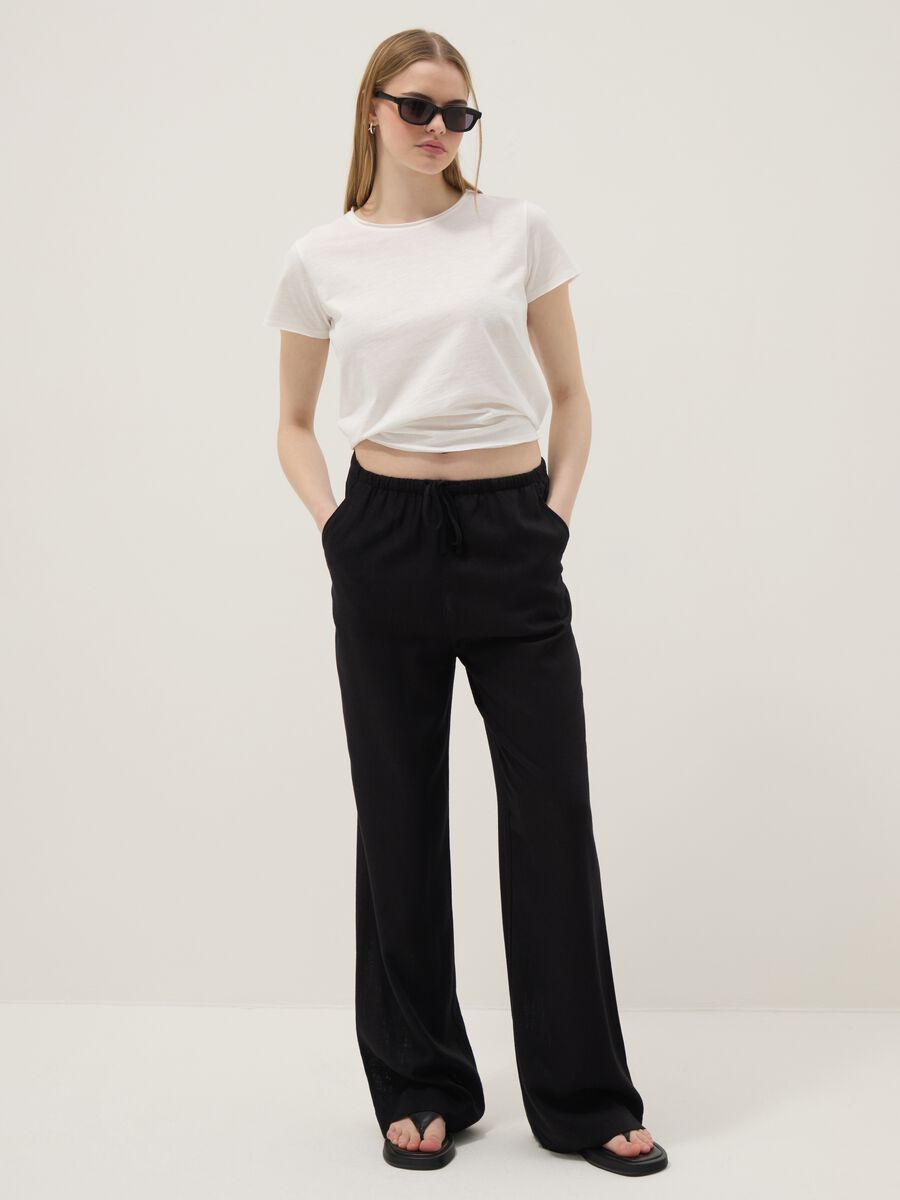 Wei&szlig;es Kurzarm-T-Shirt aus reiner Baumwolle, Regular Fit_2