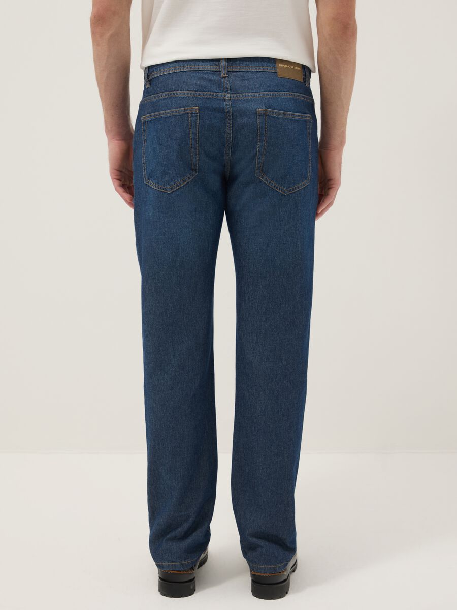 Blue Regular Fit Denim Pure Cotton Jeans_2