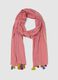 Pink pure cotton scarf with multicolour fringes_0
