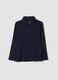 Blue long-sleeve polo shirt in pure organic cotton_0