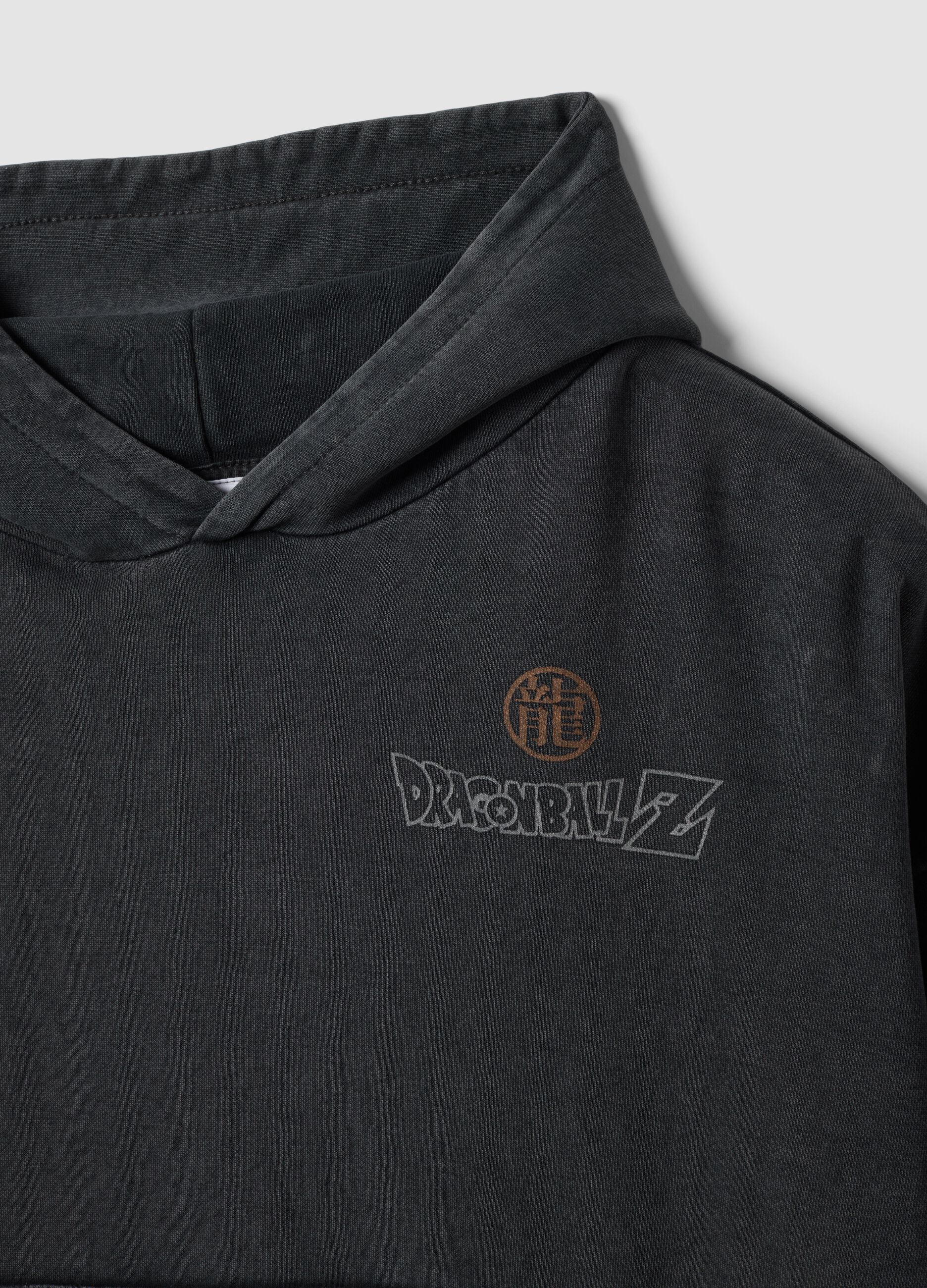 Grey oversized cotton-blend hoodie with Dragon Ball print