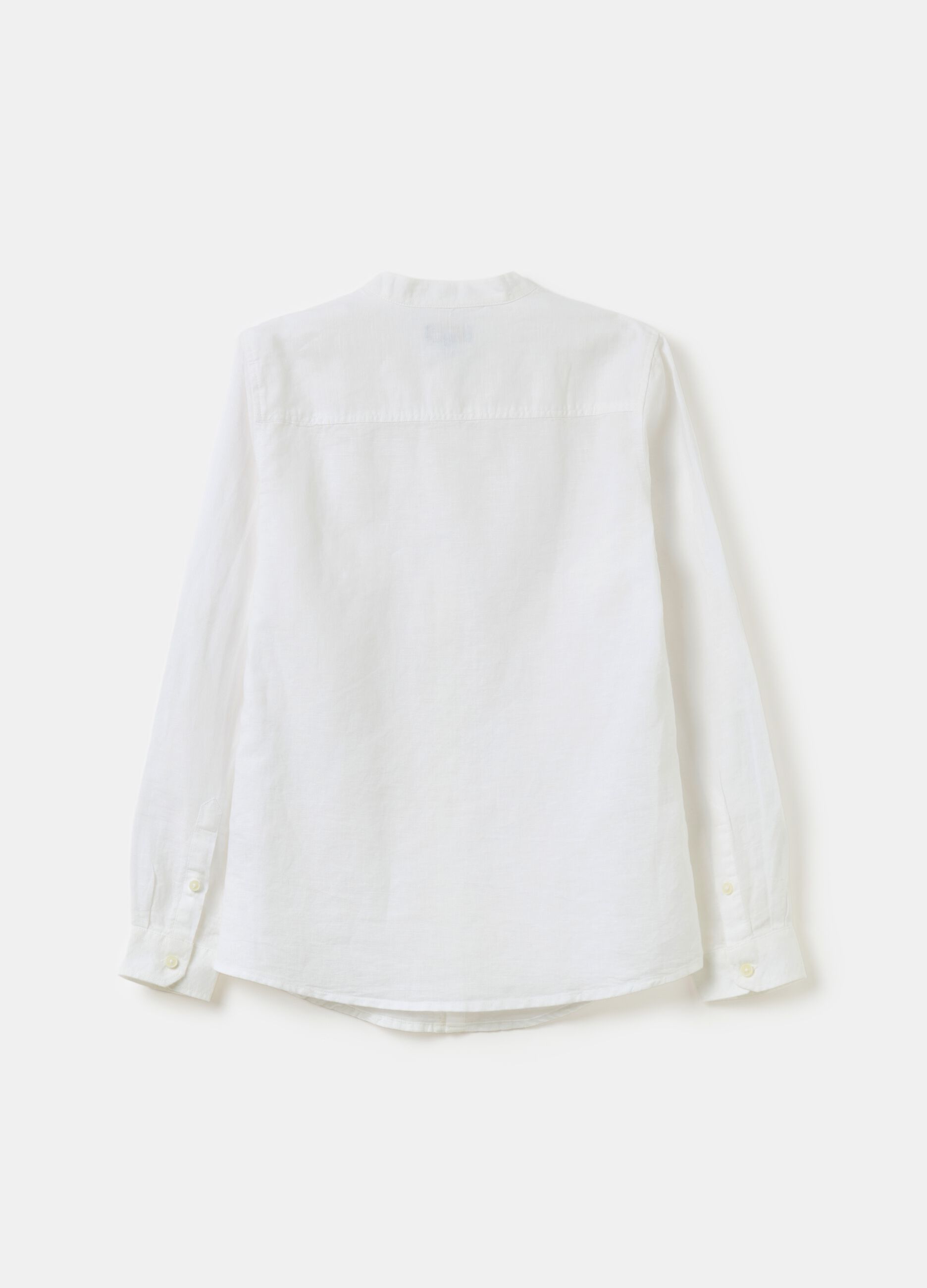 Camisa de lino y algodón con bolsillo