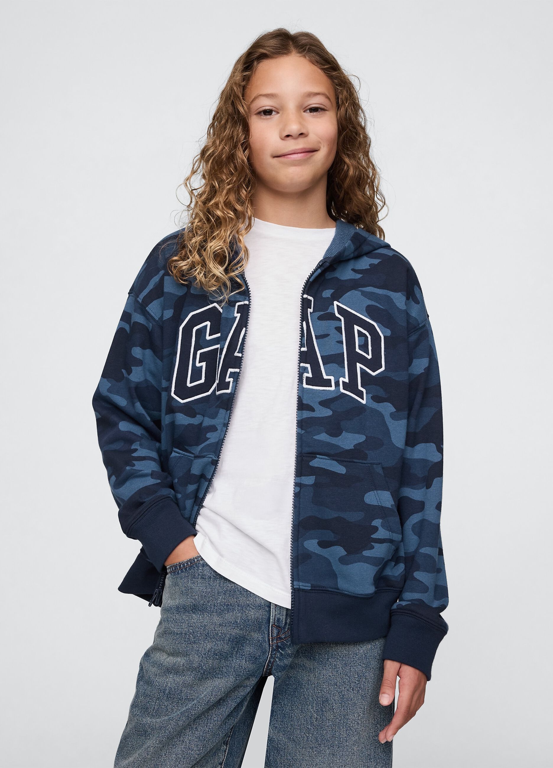 Cotton-blend full-zip hoodie