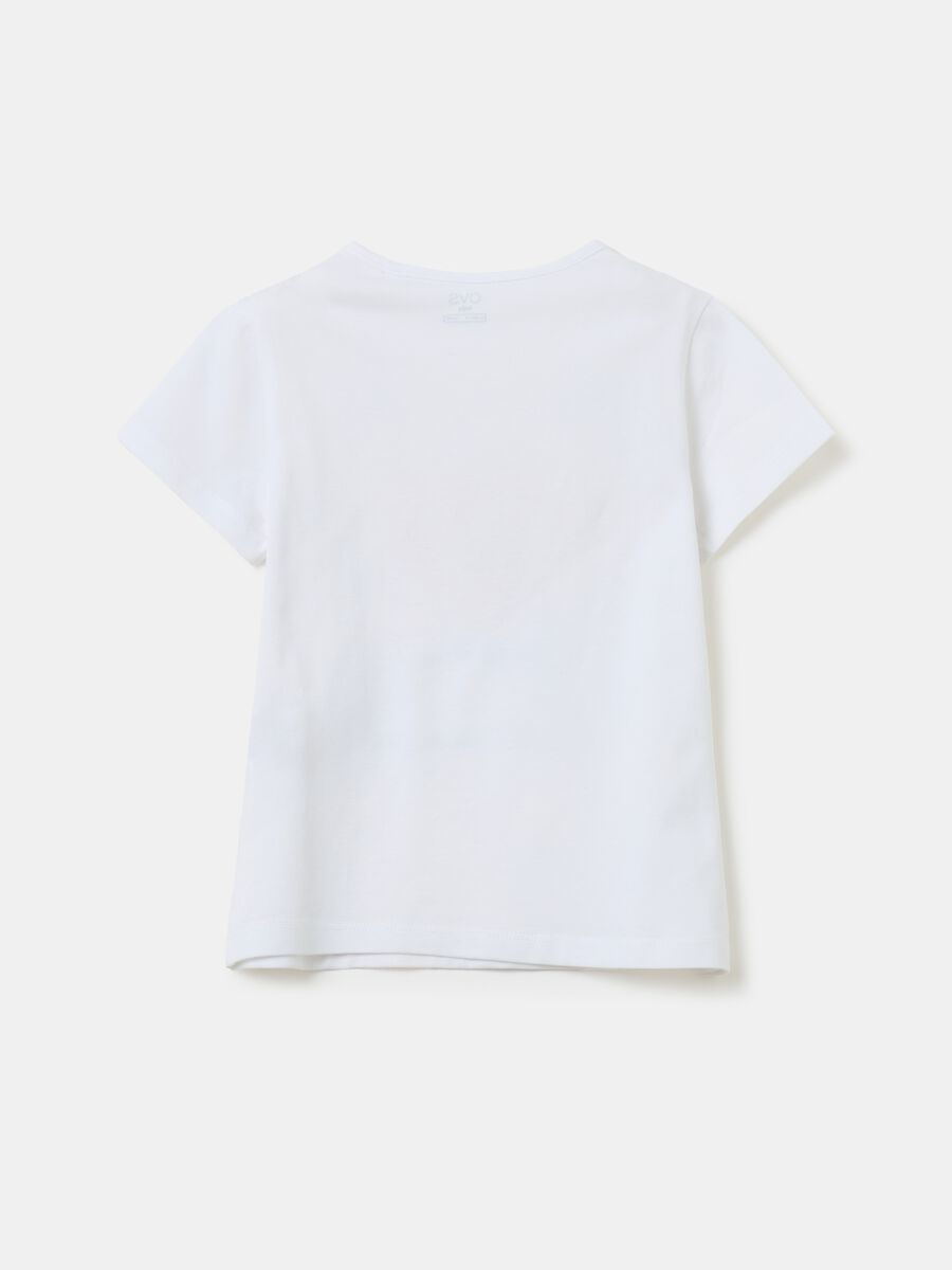 T-shirt in cotone stretch con strass e paillettes_1