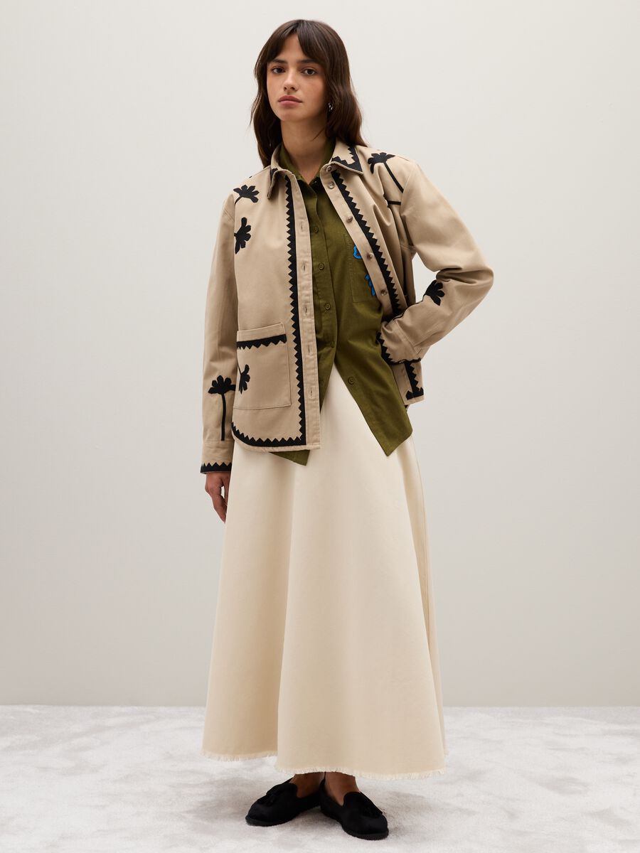 Beige jacket in pure multicolor cotton regular fit_2
