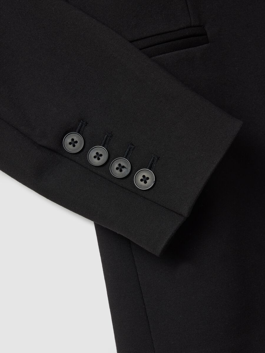 Black stretch fabric blazer regular fit_5