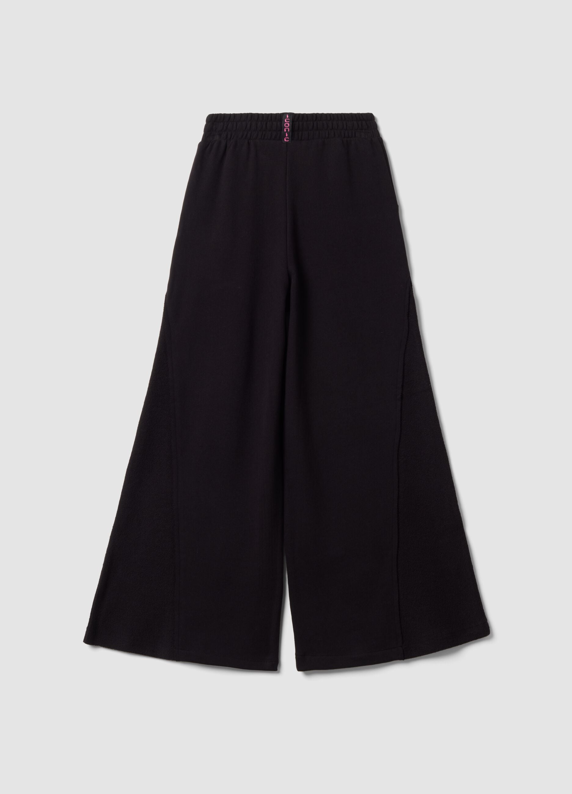 Pantaloni neri wide leg in puro cotone