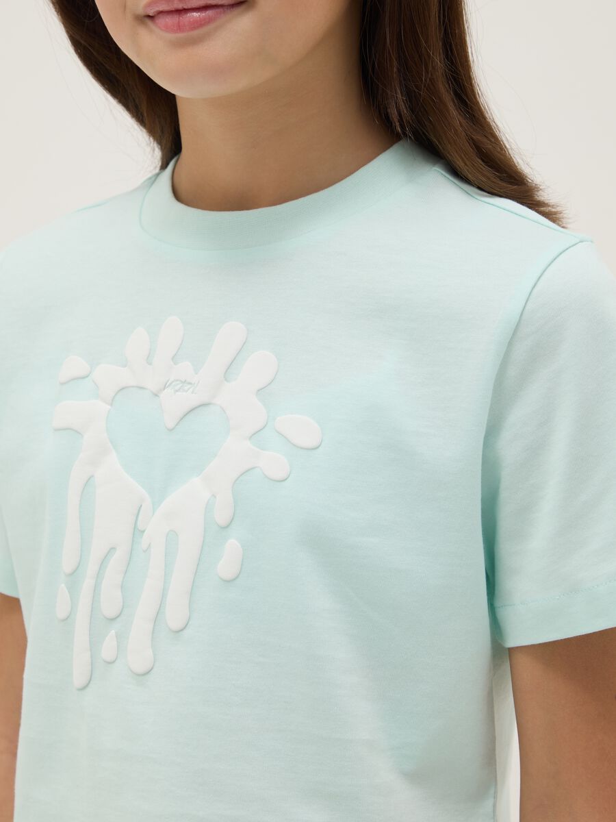 Blaues T-Shirt aus reiner Baumwolle f&uuml;r M&auml;dchen im Boxy-Fit mit Druck_2